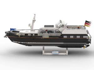 Nautic 40 L-Black, Modell einer Motoryacht aus Lego, Ansicht Backbord