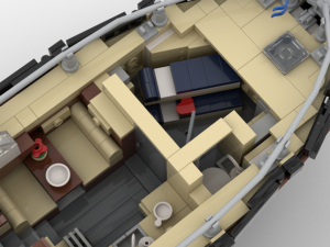 Nautic 40 L-Black, Modell einer Motoryacht aus Lego, Detailansicht Bugkabine