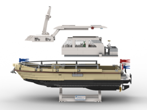 Nautic 35 OC-Sandbeige, Modell einer Motoryacht aus Lego, Modulansicht gestapelt